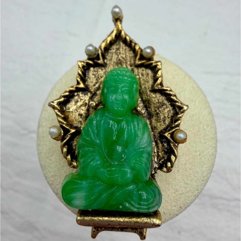 🙈2/$40 Vintage Ambassador signed Buddha Brooch #32SB